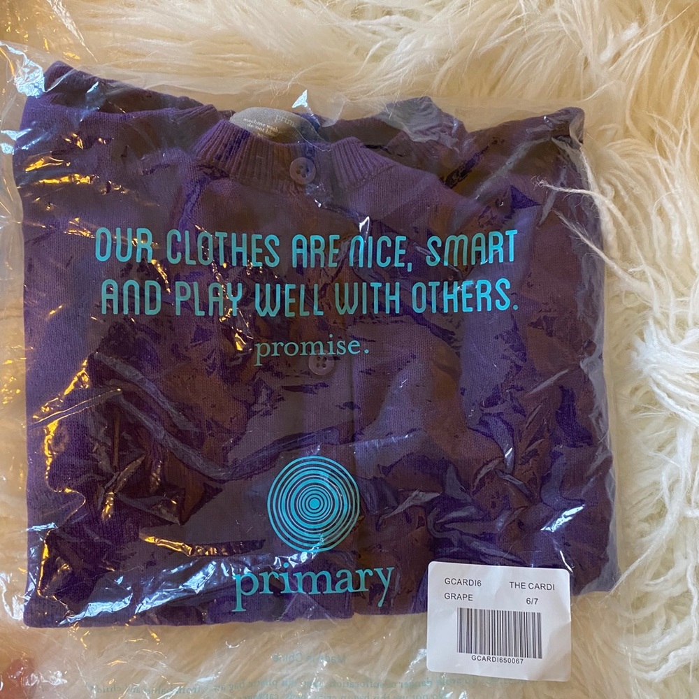 Primary Purple Cardigan, size 6/7, NWT